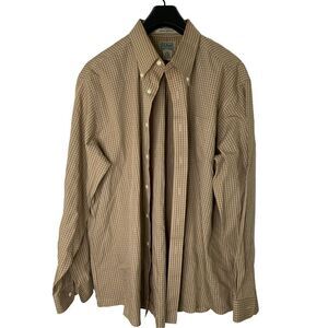 L.L. Bean Button donn shirt wrinkle resistant 100% cotton tan brown men's size X